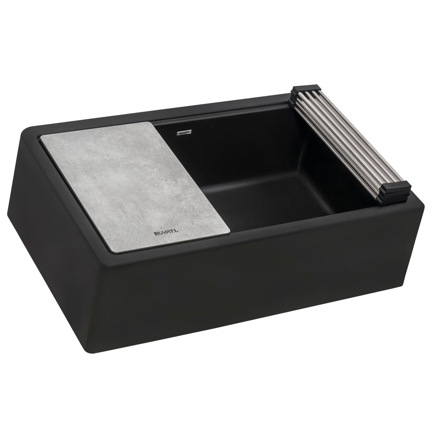 Ruvati 33" Granite Composite Farmhouse Workstation Apron Front Kitchen Sink