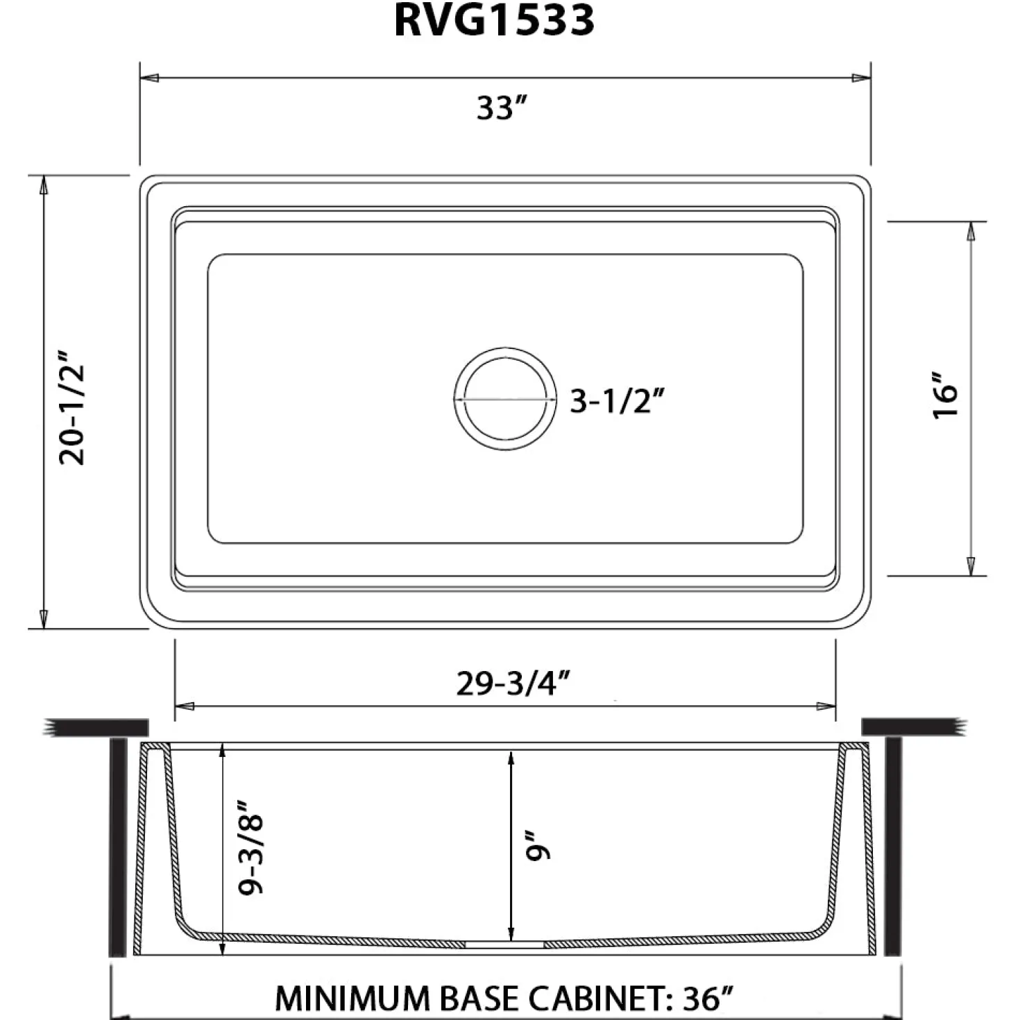 Ruvati 33" Granite Composite Farmhouse Workstation Apron Front Kitchen Sink