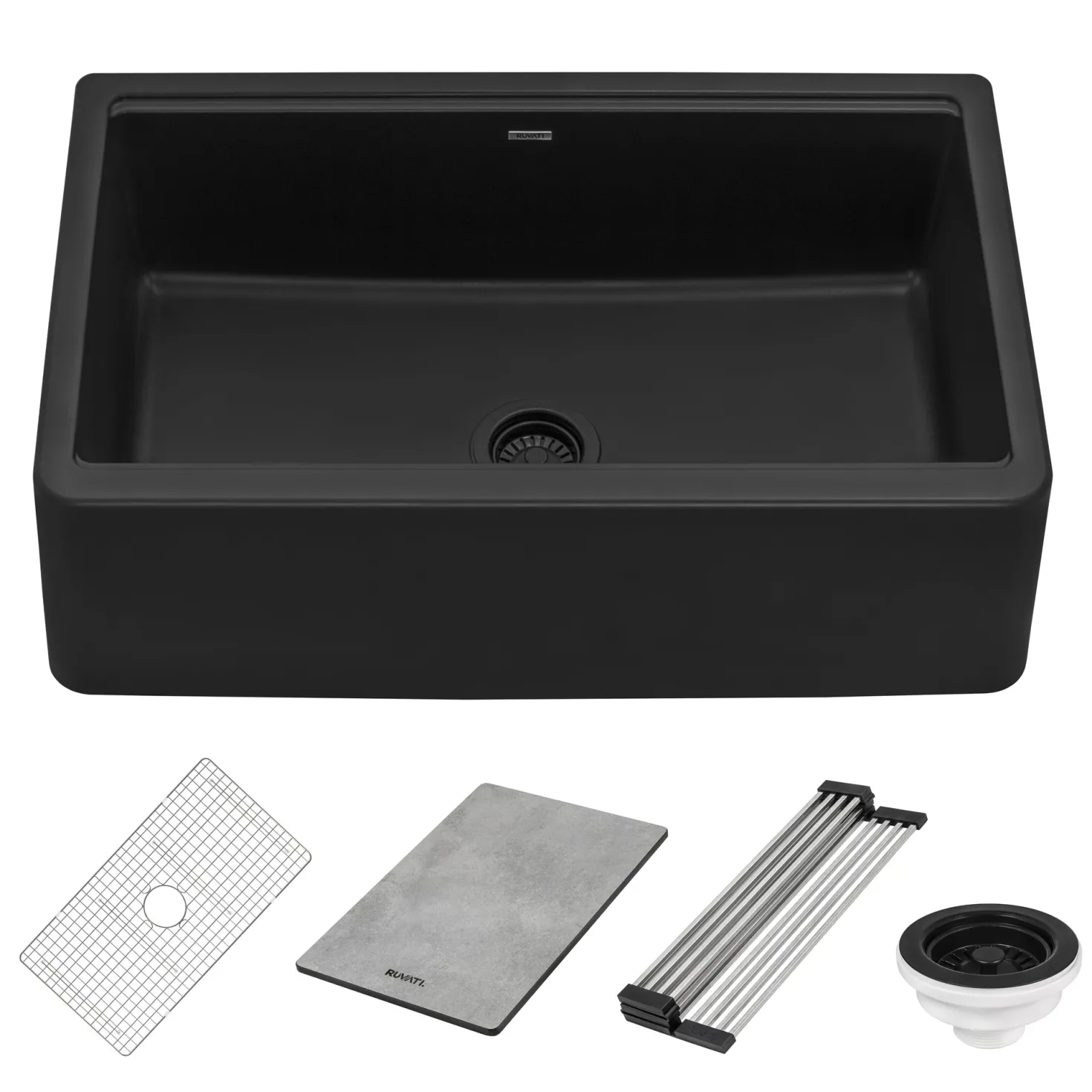 Ruvati 33" Granite Composite Farmhouse Workstation Apron Front Kitchen Sink