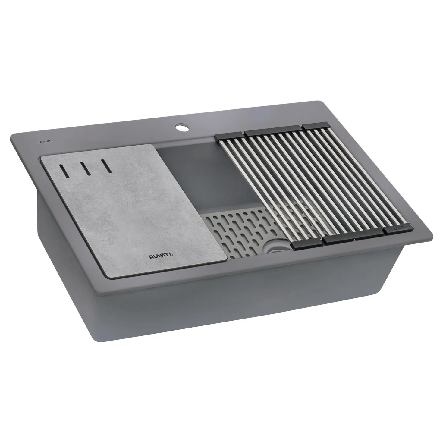 Ruvati 33" Gray Granite Composite Workstation Kitchen Sink With Accessories