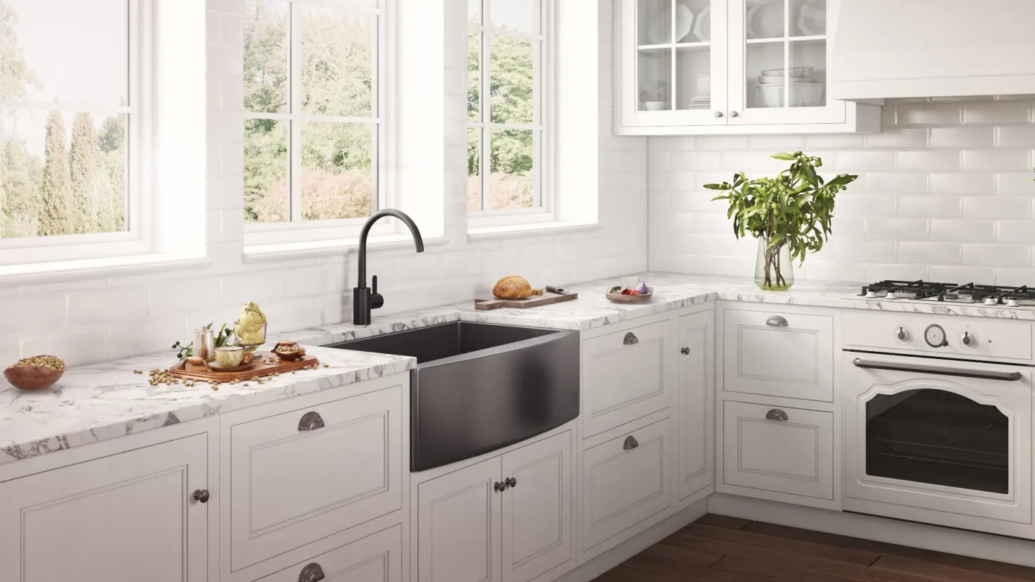 Ruvati 30" Gunmetal Apron Front Stainless Steel Kitchen Sink