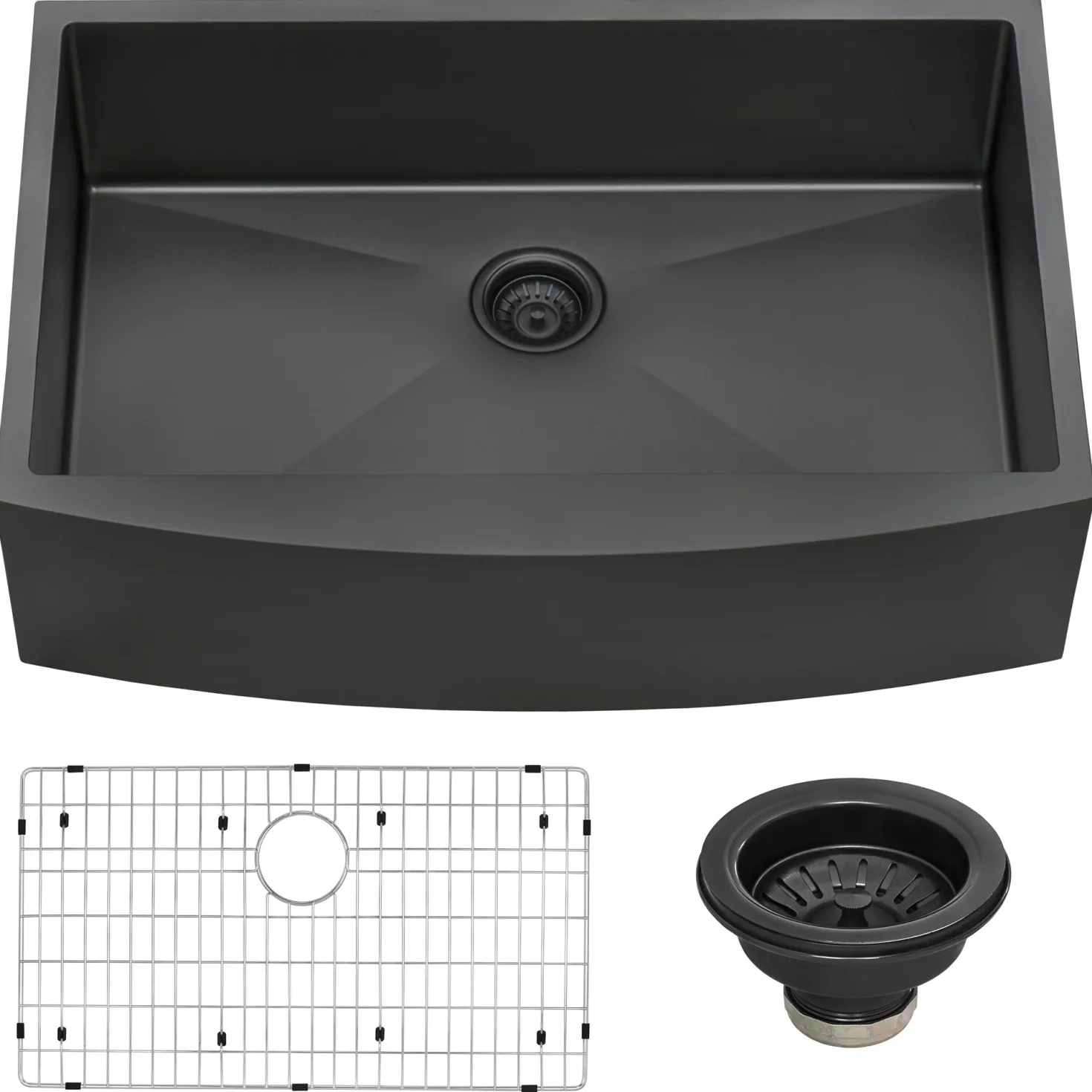 Ruvati 30" Gunmetal Apron Front Stainless Steel Kitchen Sink