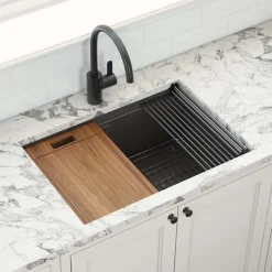 Ruvati 27" Gunmetal Stainless Steel Workstation Kitchen Sink
