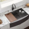 Ruvati 33" Gunmetal Workstation Apron Front Stainless Steel Kitchen Sink