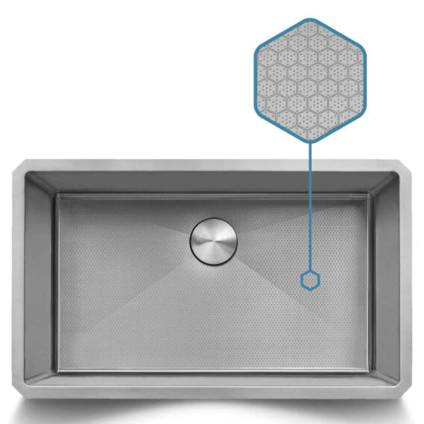 Ruvati Hex Bottom 30" Single Bowl Scratch Resistant Texture Kitchen Sink