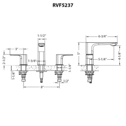 Ruvati Lanai Two Handle Widespread Modern Rectangular Square Bathroom Faucet in Brushed Nickel Stainless - RVF5237BN