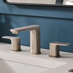 Ruvati Lanai Two Handle Widespread Modern Rectangular Square Bathroom Faucet in Brushed Nickel Stainless - RVF5237BN