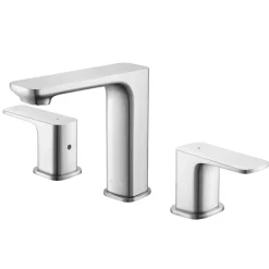 Ruvati Lanai Two Handle Widespread Modern Rectangular Square Bathroom Faucet in Brushed Nickel Stainless - RVF5237BN