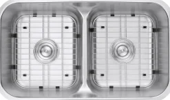 Ruvati 32" Low-Divide 50/50 Double Bowl Undermount 16 Gauge Stainless Steel Kitchen Sink