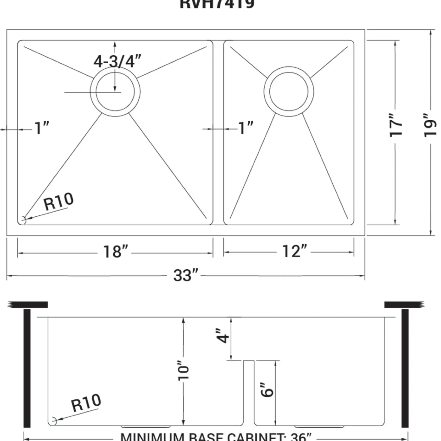 Ruvati Low-Divide Undermount Tight Radius 60/40 Double Bowl 16 Gauge Stainless Steel Kitchen Sink