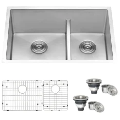 Ruvati Low-Divide Undermount Tight Radius 60/40 Double Bowl 16 Gauge Stainless Steel Kitchen Sink