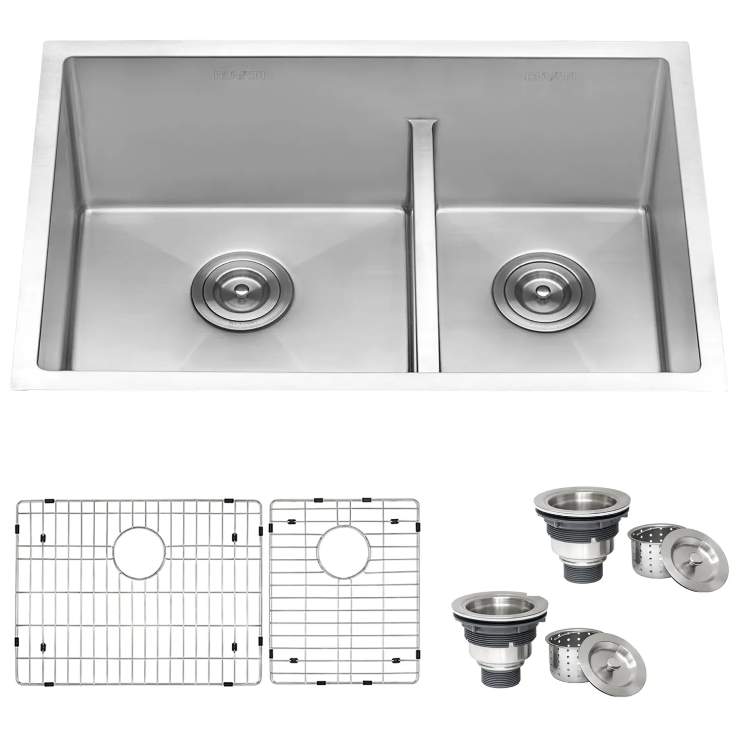 Ruvati Low-Divide Undermount Tight Radius 60/40 Double Bowl 16 Gauge Stainless Steel Kitchen Sink