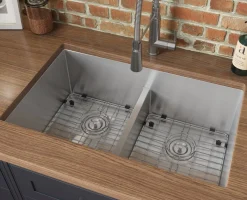Ruvati Low-Divide Undermount Tight Radius 50/50 Double Bowl 16 Gauge Stainless Steel Kitchen Sink