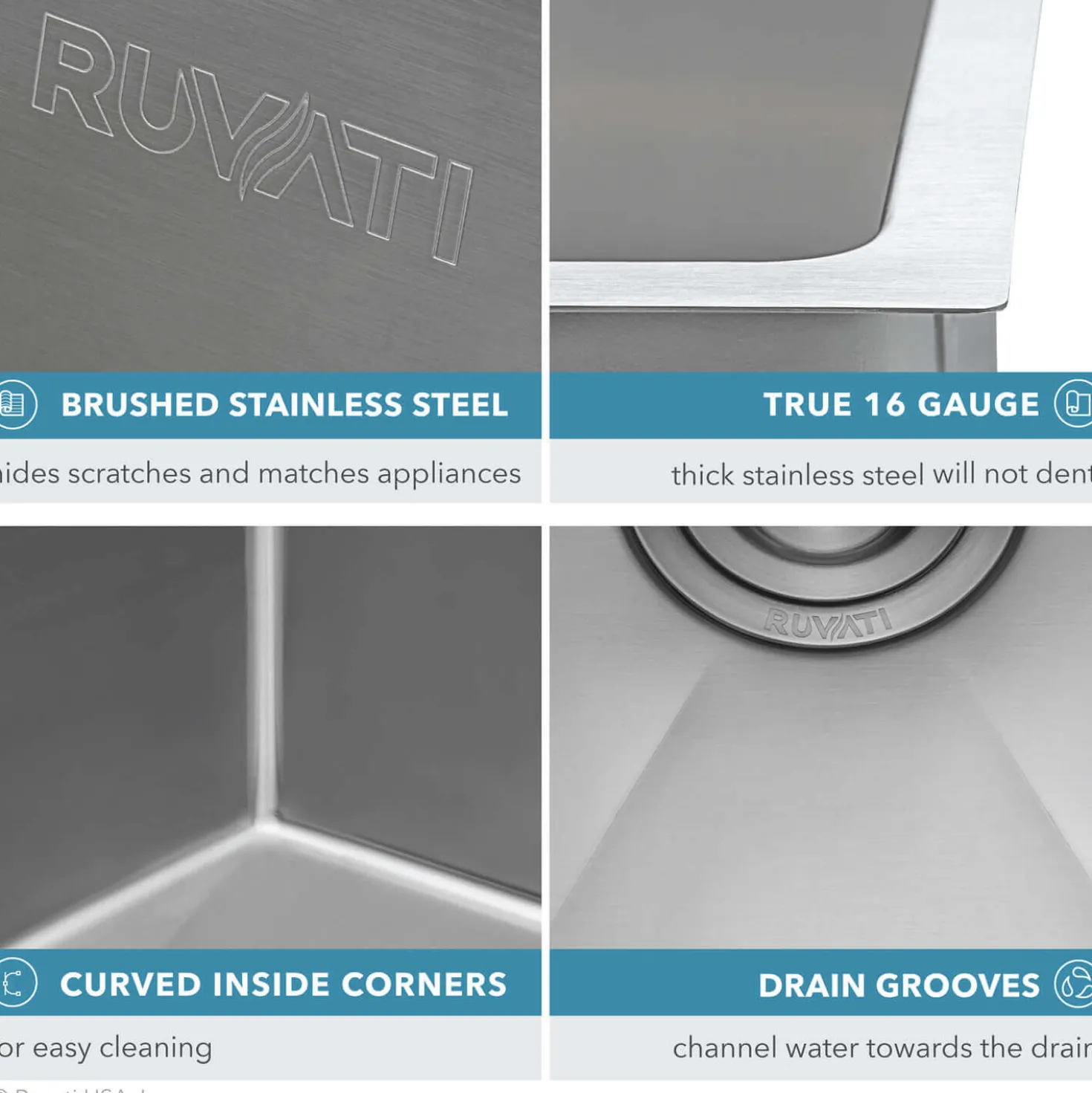 Ruvati 33" Low-Divide Undermount 40/60 Double Bowl Sink