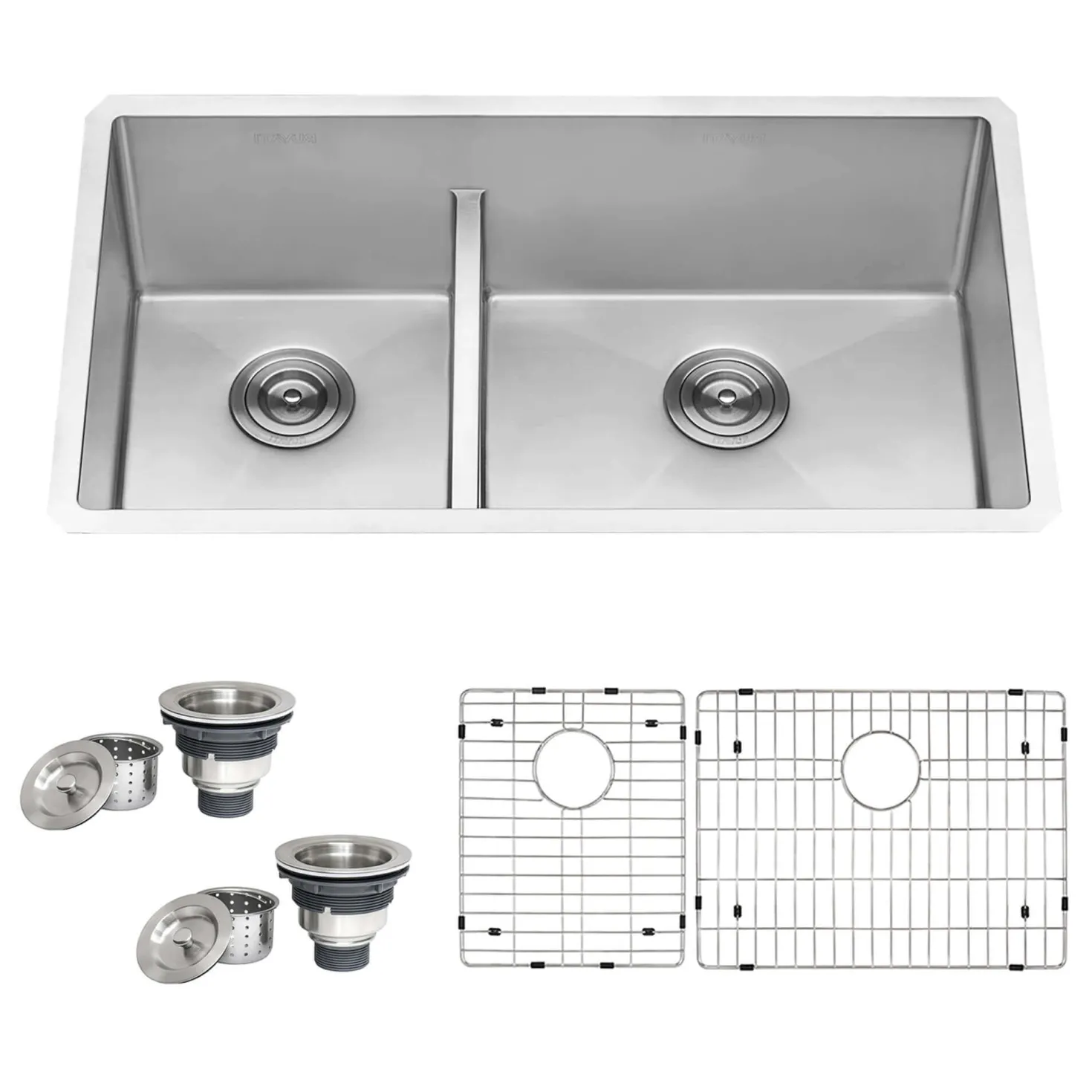 Ruvati 33" Low-Divide Undermount 40/60 Double Bowl Sink