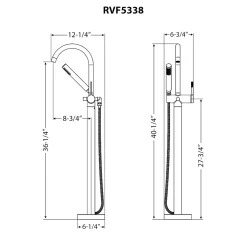 Ruvati Lucia Single Handle Tall Floor Mounted Freestanding Tub Filler Faucet in Brushed Gold - RVF5338SG