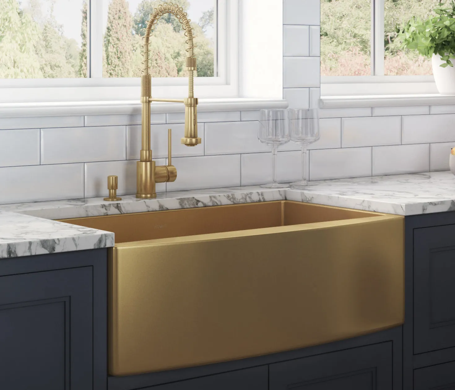 Ruvati 30" Matte Gold Apron Front Stainless Steel Kitchen Sink
