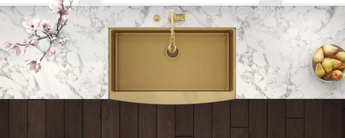 Ruvati 36" Matte Gold Apron Front Stainless Steel Kitchen Sink