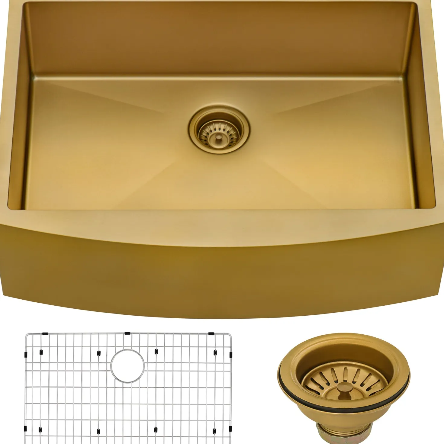 Ruvati 33" Matte Gold Apron Front Stainless Steel Kitchen Sink