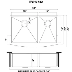 Ruvati 33" Matte Gold Stainless Steel 60/40 Double Bowl Apron Front Farmhouse Kitchen Sink