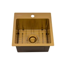 Ruvati 15" Matte Gold Stainless Steel Topmount Bar Prep Sink