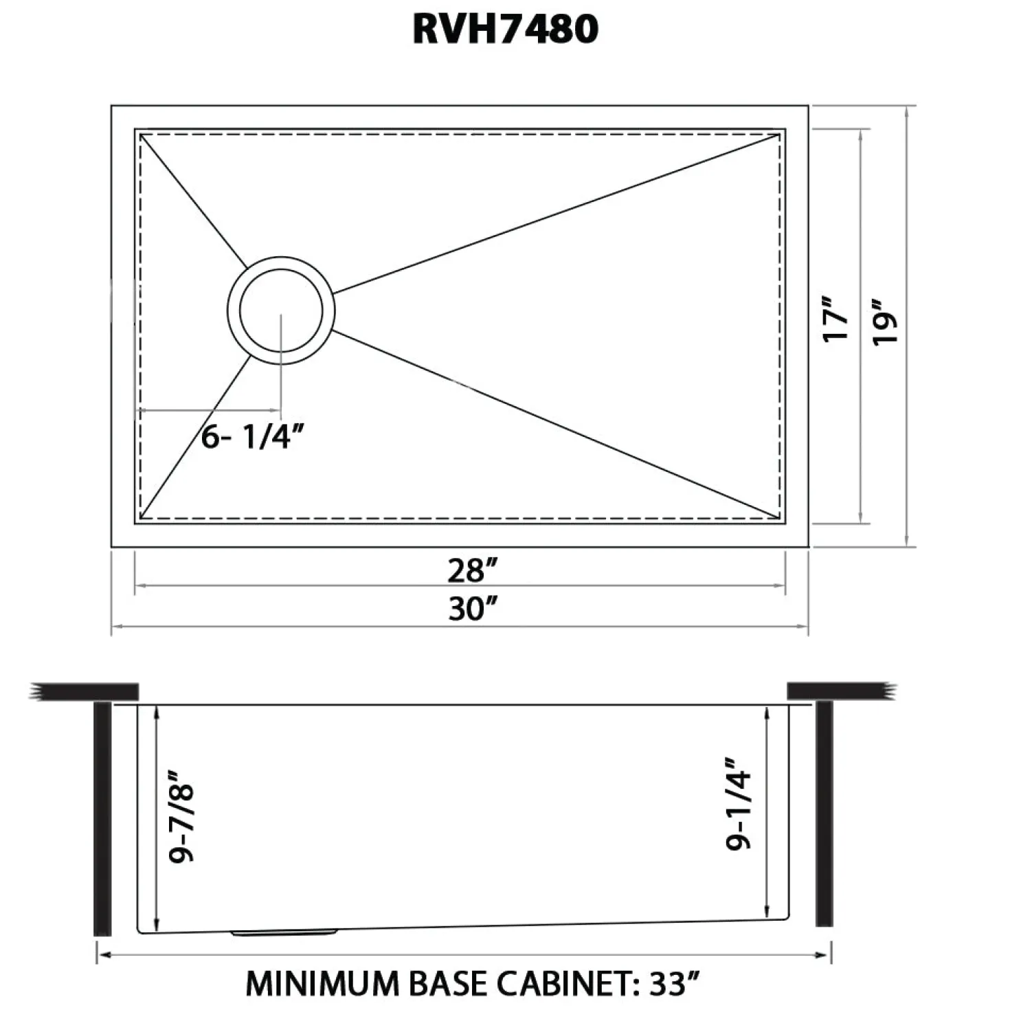 Ruvati 30" Offset Drain Undermount Single Bowl 16 Gauge Kitchen Sink