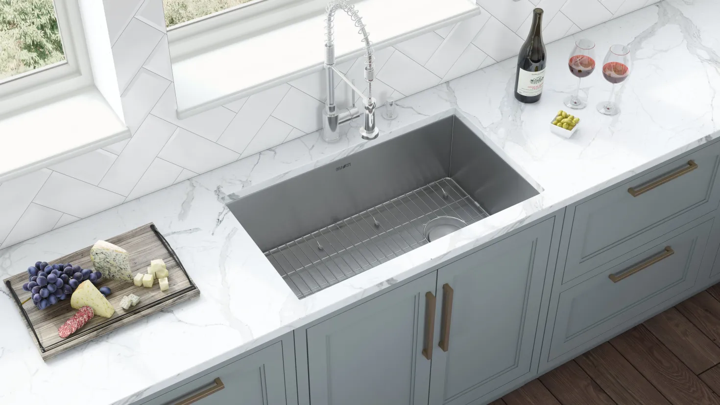 Ruvati 30" Offset Drain Undermount Single Bowl 16 Gauge Kitchen Sink