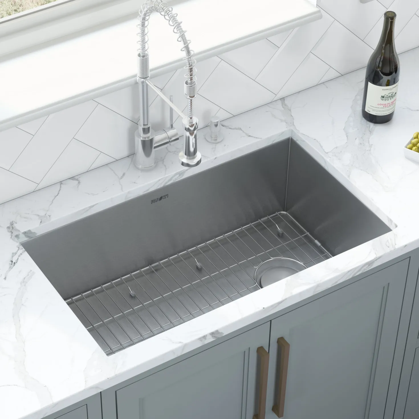 Ruvati 30" Offset Drain Undermount Single Bowl 16 Gauge Kitchen Sink