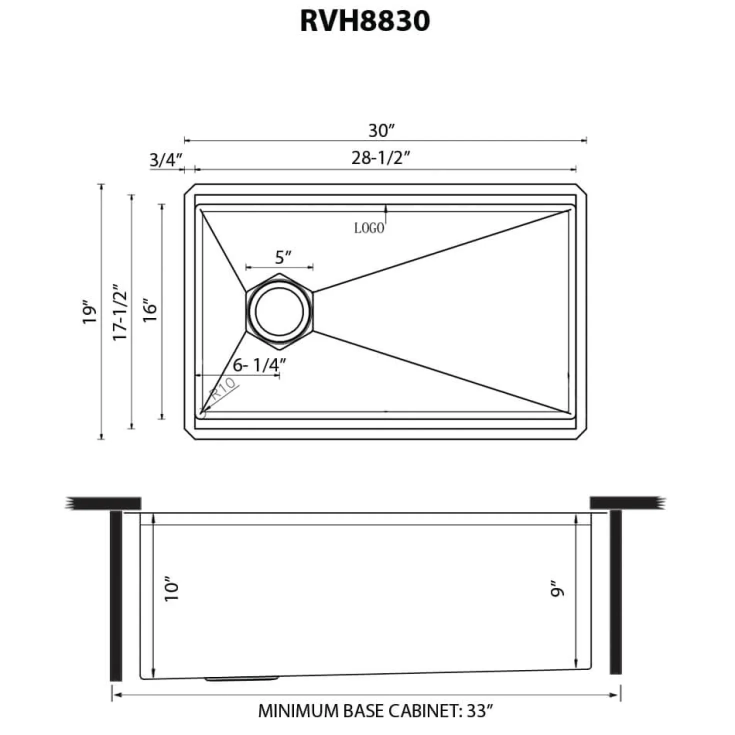 Ruvati 30" OSD Workstation Scratch Resistant Hex Bottom Stainless Steel Kitchen Sink