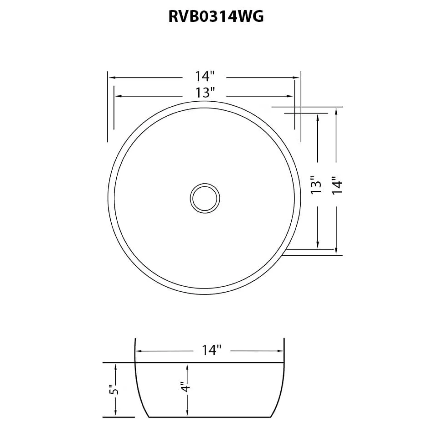 Ruvati 14" Round Bathroom Vessel Sink | White with Gold Exterior