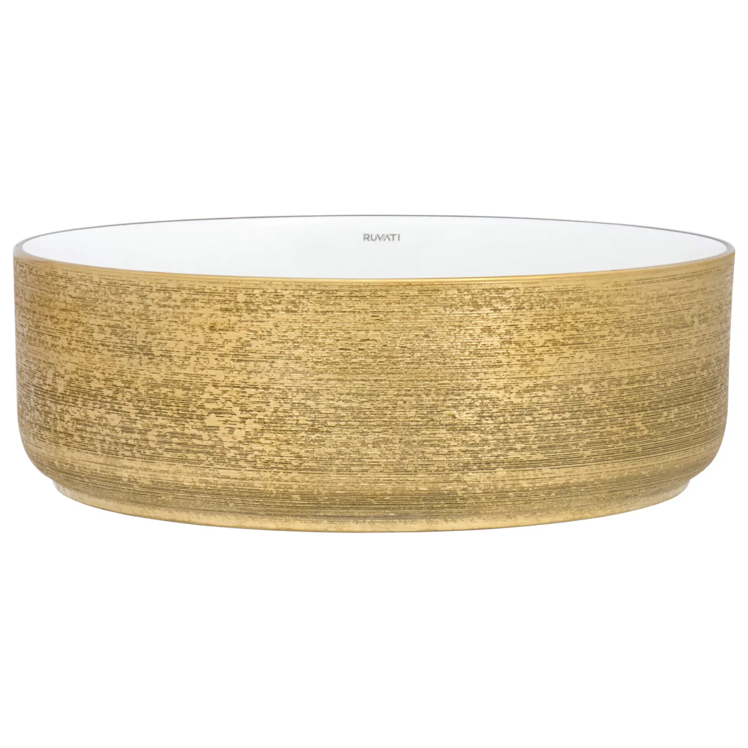 Ruvati 14" Round Bathroom Vessel Sink | White with Gold Exterior