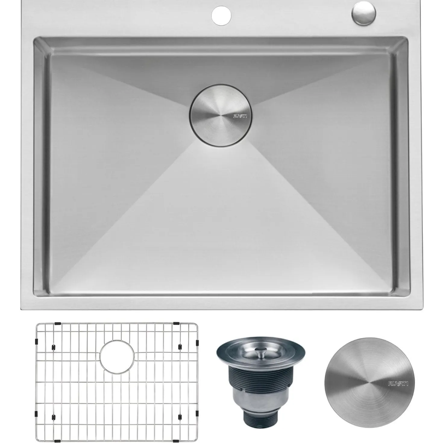 Ruvati RVH8008 28" Drop-in Tight Radius Topmount 16 Gauge Stainless Steel Single Bowl Kitchen Sink