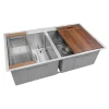 Ruvati RVH8351 33" Workstation Ledge Tight Radius 50/50 Double Bowl Undermount Kitchen Sink