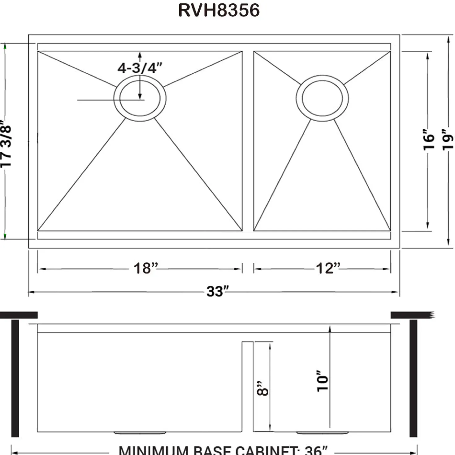 Ruvati RVH8356 33" Workstation Ledge 60/40 Double Bowl Undermount 16 Gauge Stainless Steel Kitchen Sink