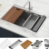 Ruvati RVH8030 30 x 22" Workstation Drop-in Tight Radius Topmount 16 Gauge Ledge Stainless Steel Single Bowl Kitchen Sink