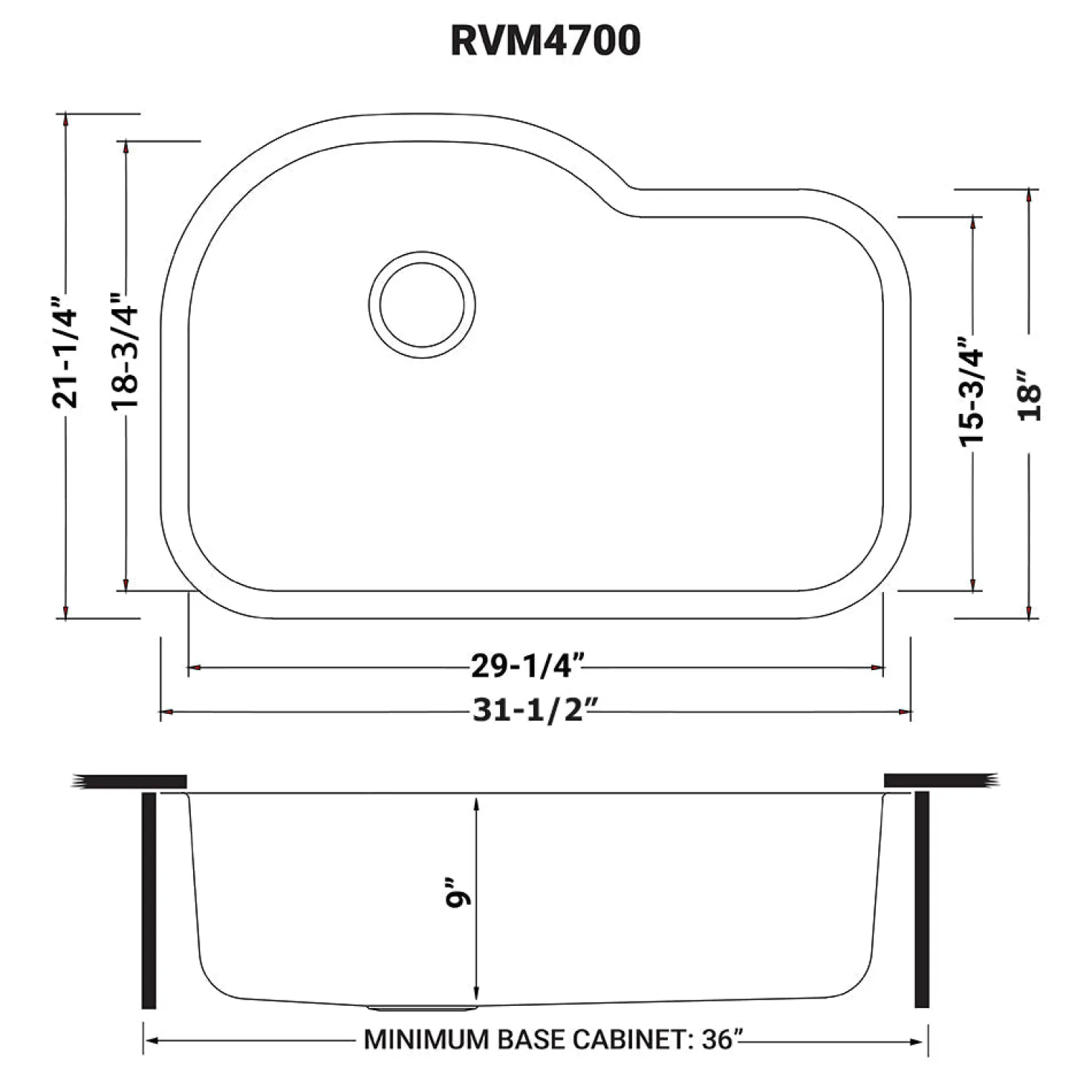 Ruvati RVM4700 32" Undermount 16 Gauge Single Bowl Kitchen Sink