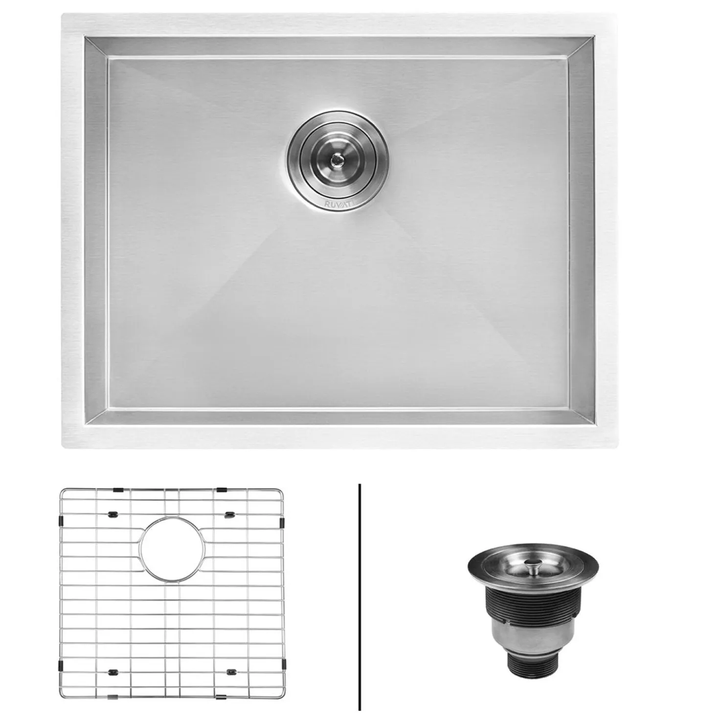 Ruvati RVU6124 24" x 18" x 13" Deep Undermount 16 Gauge Stainless Steel Laundry Utility Sink