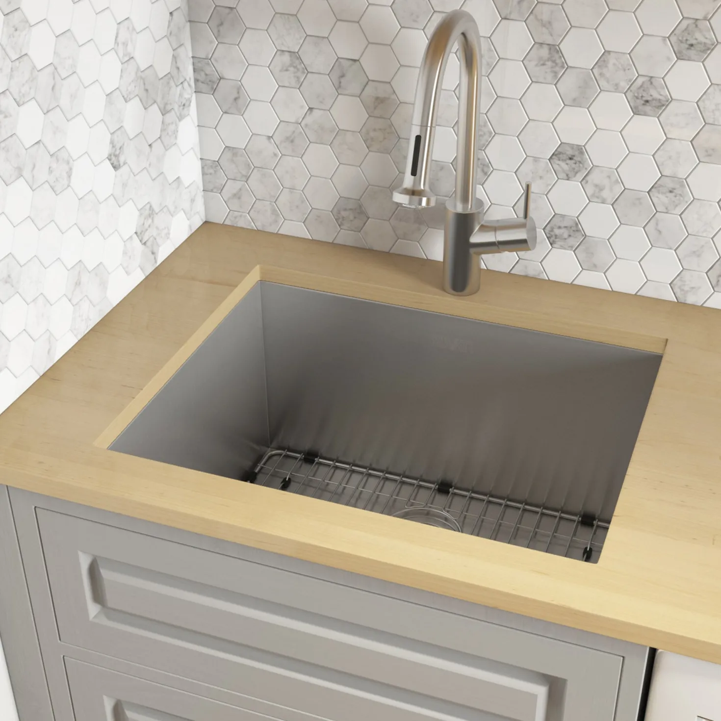 Ruvati RVU6124 24" x 18" x 13" Deep Undermount 16 Gauge Stainless Steel Laundry Utility Sink