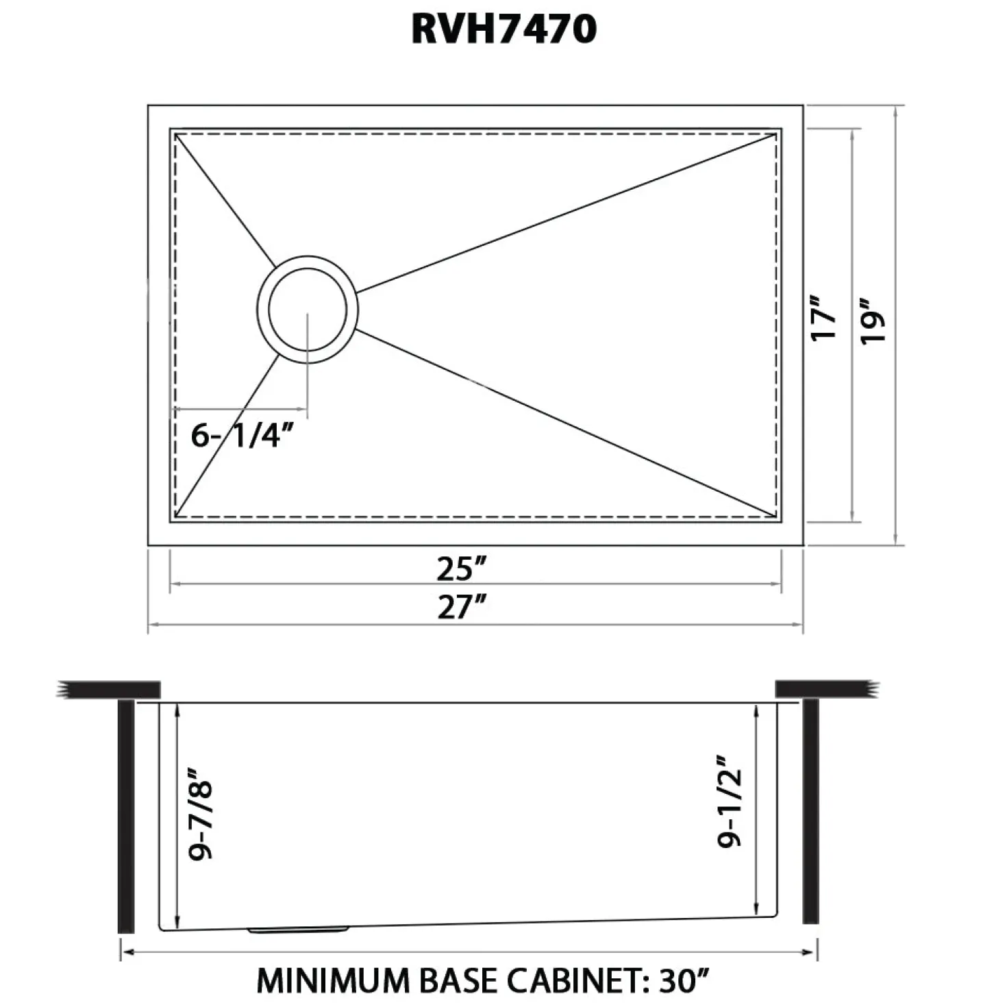 Ruvati 27" Slope Bottom Offset Drain Undermount Single Bowl Kitchen Sink Stainless Steel