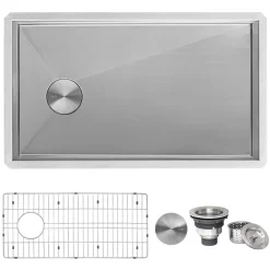 Ruvati 36" Slope Bottom Offset Drain Undermount 16 Gauge Stainless Kitchen Sink