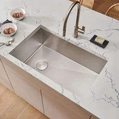 Ruvati 36" Slope Bottom Offset Drain Undermount 16 Gauge Stainless Kitchen Sink