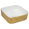 Ruvati 15" Square Bathroom Vessel Sink | White with Gold Exterior