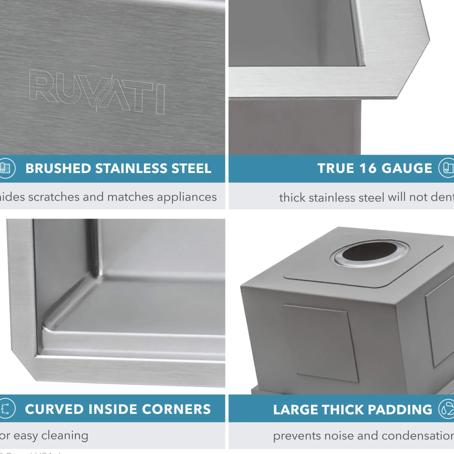 Ruvati 27" Stainless Steel Undermount Workstation Kitchen Sink