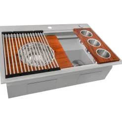 Ruvati 33" Stainless Topmount Two-Tiered Workstation Kitchen Sink