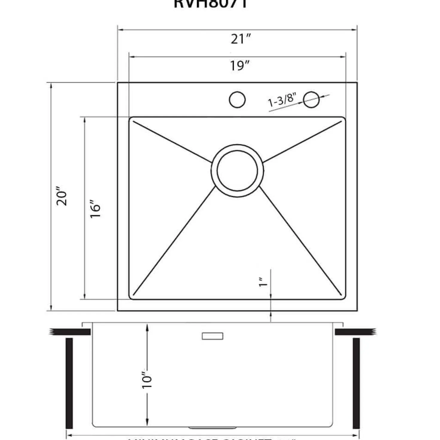 Ruvati 21" Topmount 16 Gauge Stainless Steel Kitchen Sink