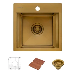 Ruvati 15" Topmount Matte Gold Stainless Steel Workstation Wet Bar Sink