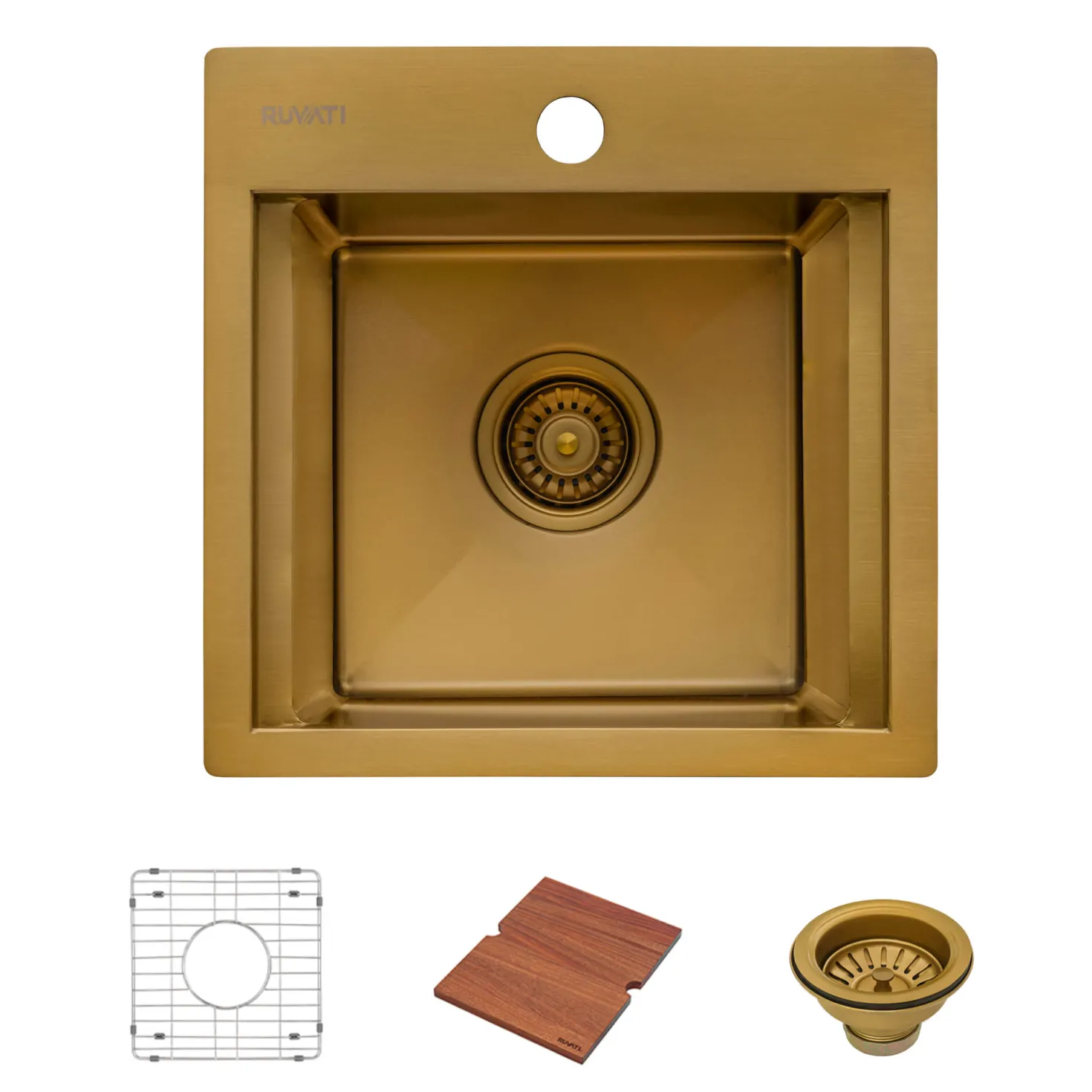 Ruvati 15" Topmount Matte Gold Stainless Steel Workstation Wet Bar Sink