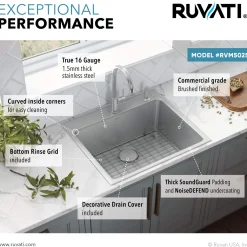 Ruvati 21" Topmount Stainless Bar Prep Kitchen Sink