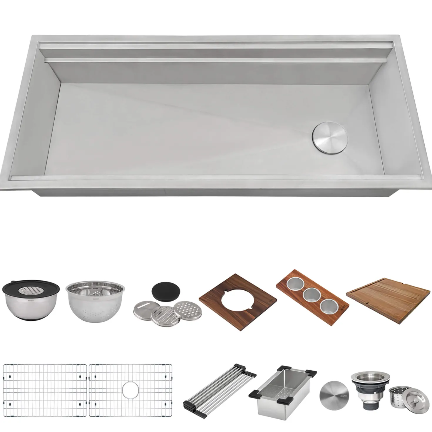 Ruvati 45" Topmount Two-Tiered Workstation Kitchen Sink