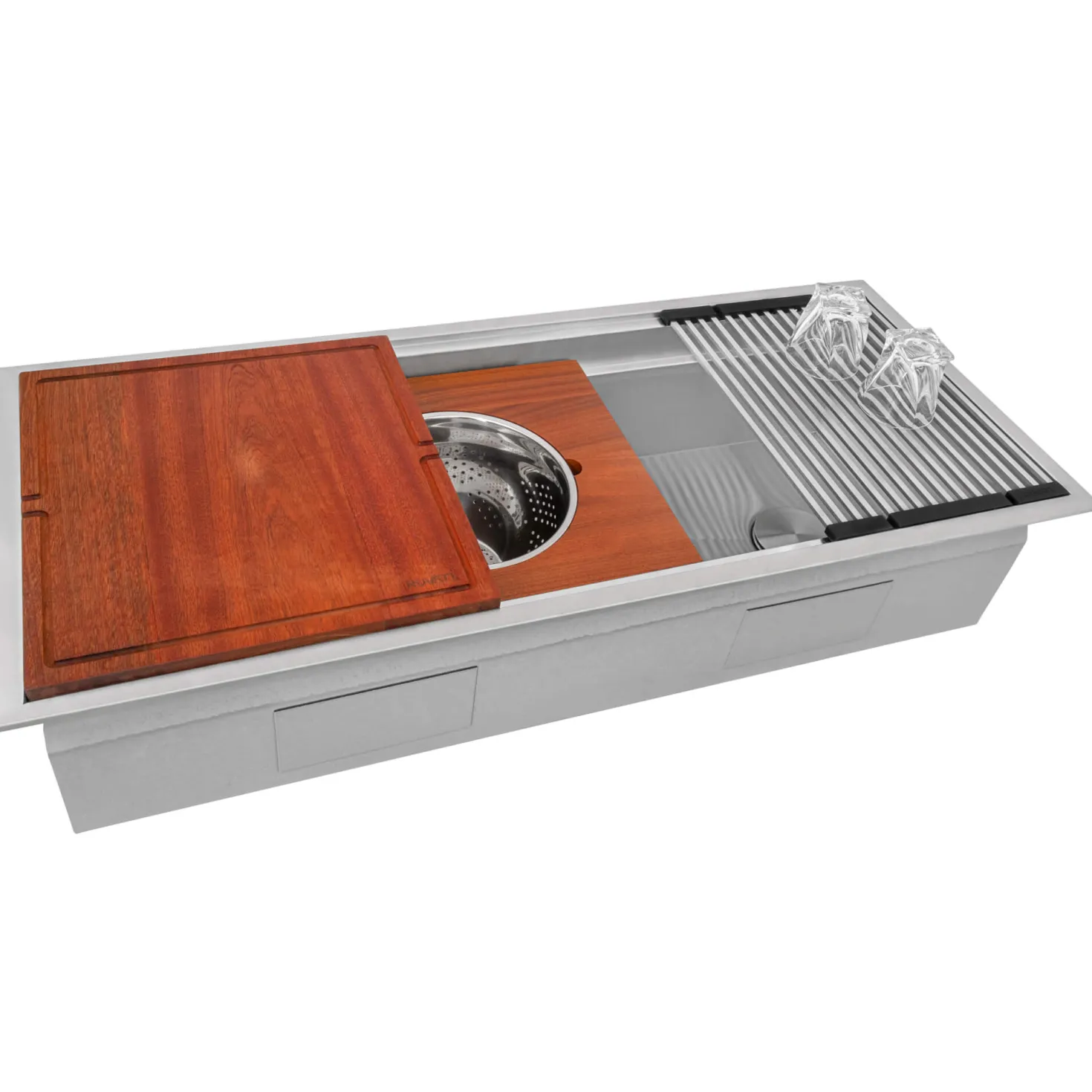 Ruvati 45" Topmount Two-Tiered Workstation Kitchen Sink